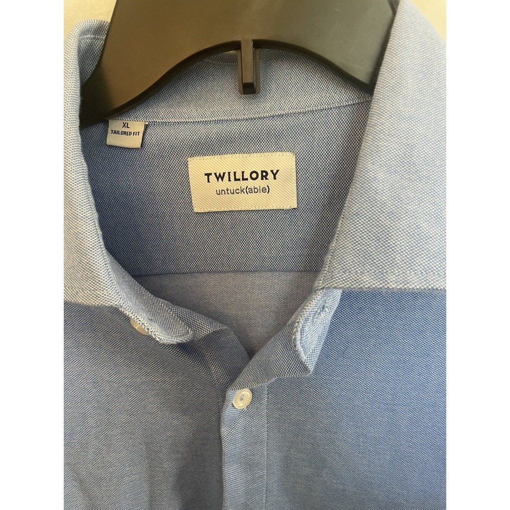Twillory untuckable dress shirt men's‎ XL Tailored Fit Coolmax blend blue